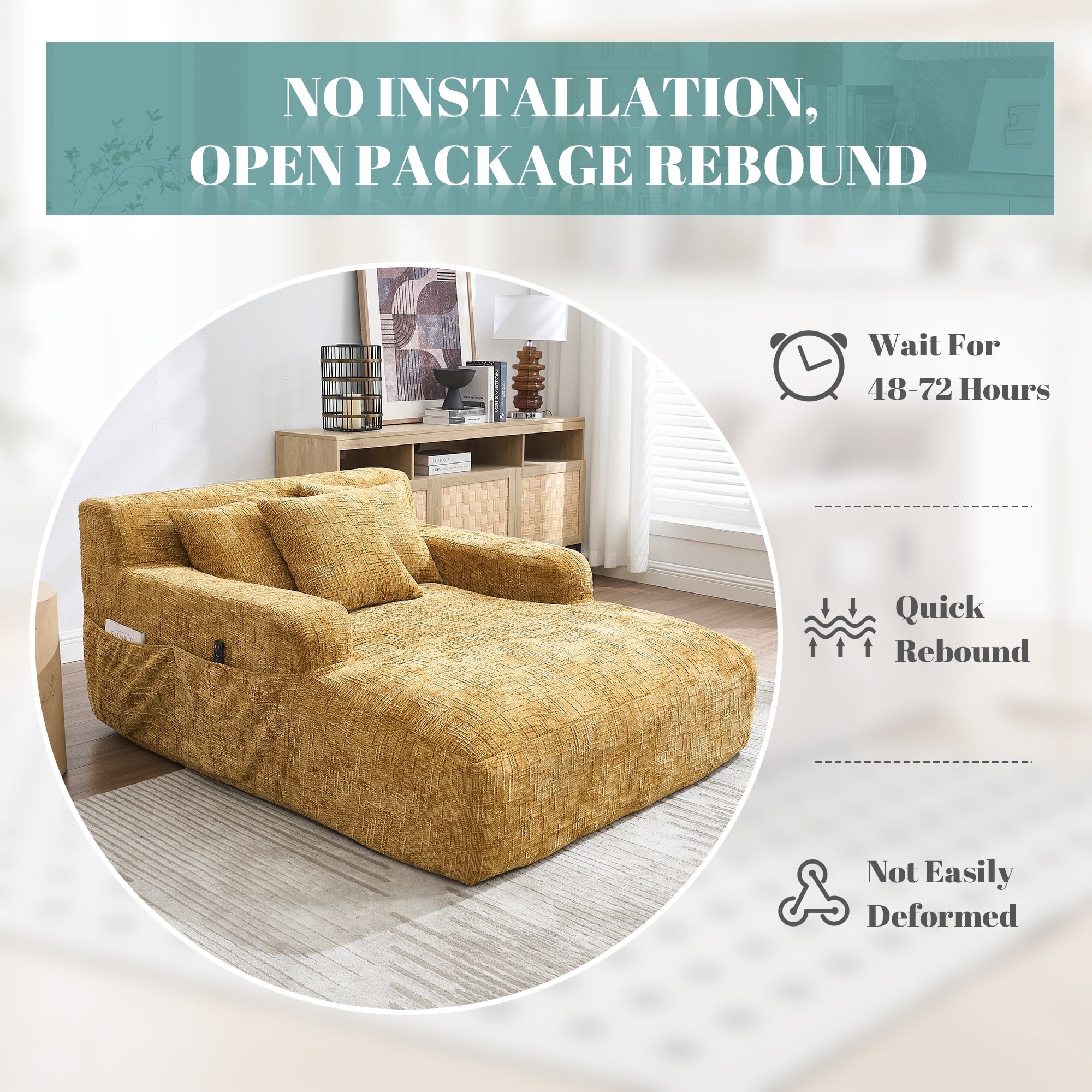 Canapé-lit en chenille avec coussins - Fauteuil convertible avec accoudoirs, canapé-lit multi-positions pour salon