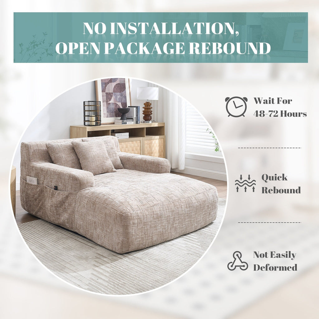 Canapé-lit en chenille avec coussins - Fauteuil convertible avec accoudoirs, canapé-lit multi-positions pour salon