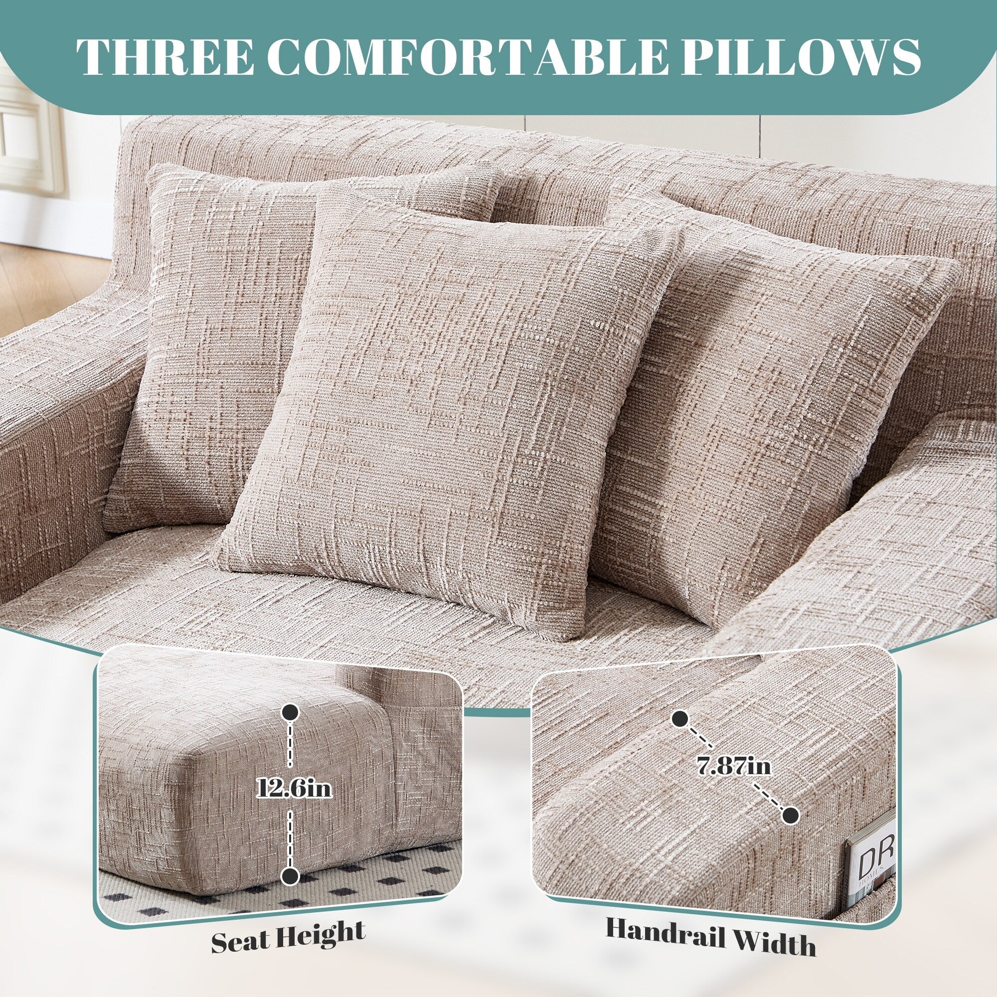 Canapé-lit en chenille avec coussins - Fauteuil convertible avec accoudoirs, canapé-lit multi-positions pour salon