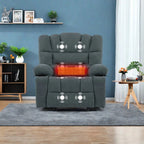Fauteuil inclinable manuel en chenille avec massage et chauffage lombaire, deux porte-gobelets et poches latérales