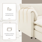 Canapé modulaire sectionnel en chenille avec assise profonde et large, ensemble de canapés nuage en L avec coussins doubles, canapé avec pouf amovible