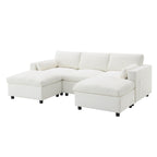 Canapé modulaire sectionnel en chenille avec poches de rangement, ensemble de canapé en U 5 places avec coussins, canapé Cloud avec 2 poufs amovibles