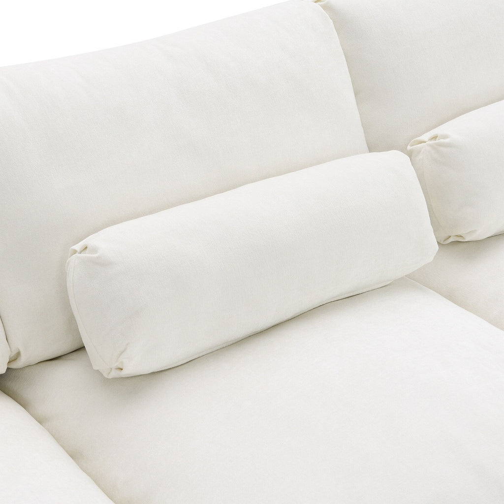 Canapé modulaire sectionnel en chenille avec poches de rangement, ensemble de canapé en U 5 places avec coussins, canapé Cloud avec 2 poufs amovibles