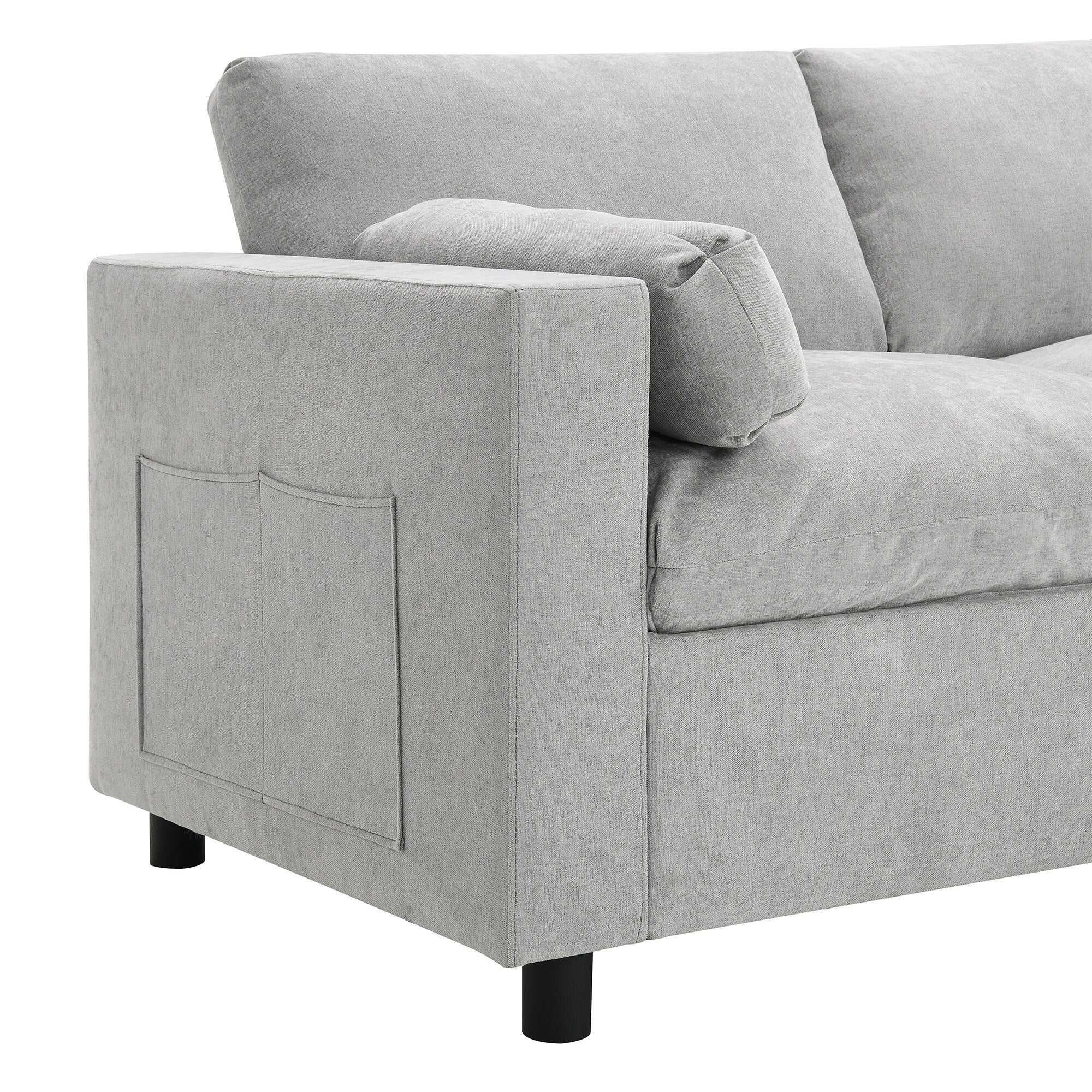 Canapé modulaire sectionnel en chenille avec poches de rangement, ensemble de canapé en U 5 places avec coussins, canapé Cloud avec 2 poufs amovibles