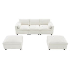 Canapé modulaire sectionnel en chenille avec poches de rangement, ensemble de canapé en U 5 places avec coussins, canapé Cloud avec 2 poufs amovibles