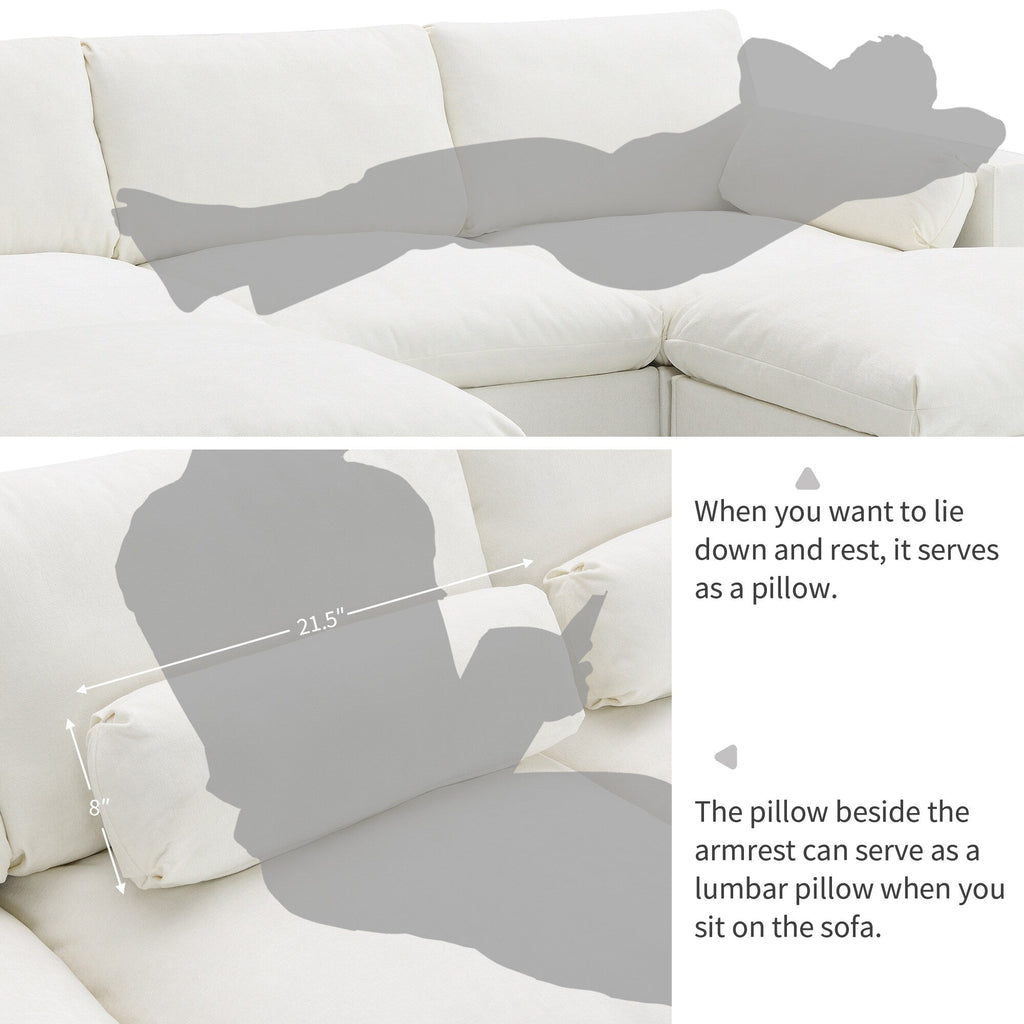 Canapé modulaire sectionnel en chenille avec poches de rangement, ensemble de canapé en U 5 places avec coussins, canapé Cloud avec 2 poufs amovibles