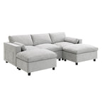 Canapé modulaire sectionnel en chenille avec poches de rangement, ensemble de canapé en U 5 places avec coussins, canapé Cloud avec 2 poufs amovibles