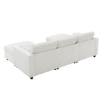 Canapé modulaire sectionnel en chenille avec poches de rangement, ensemble de canapé en U 5 places avec coussins, canapé Cloud avec 2 poufs amovibles