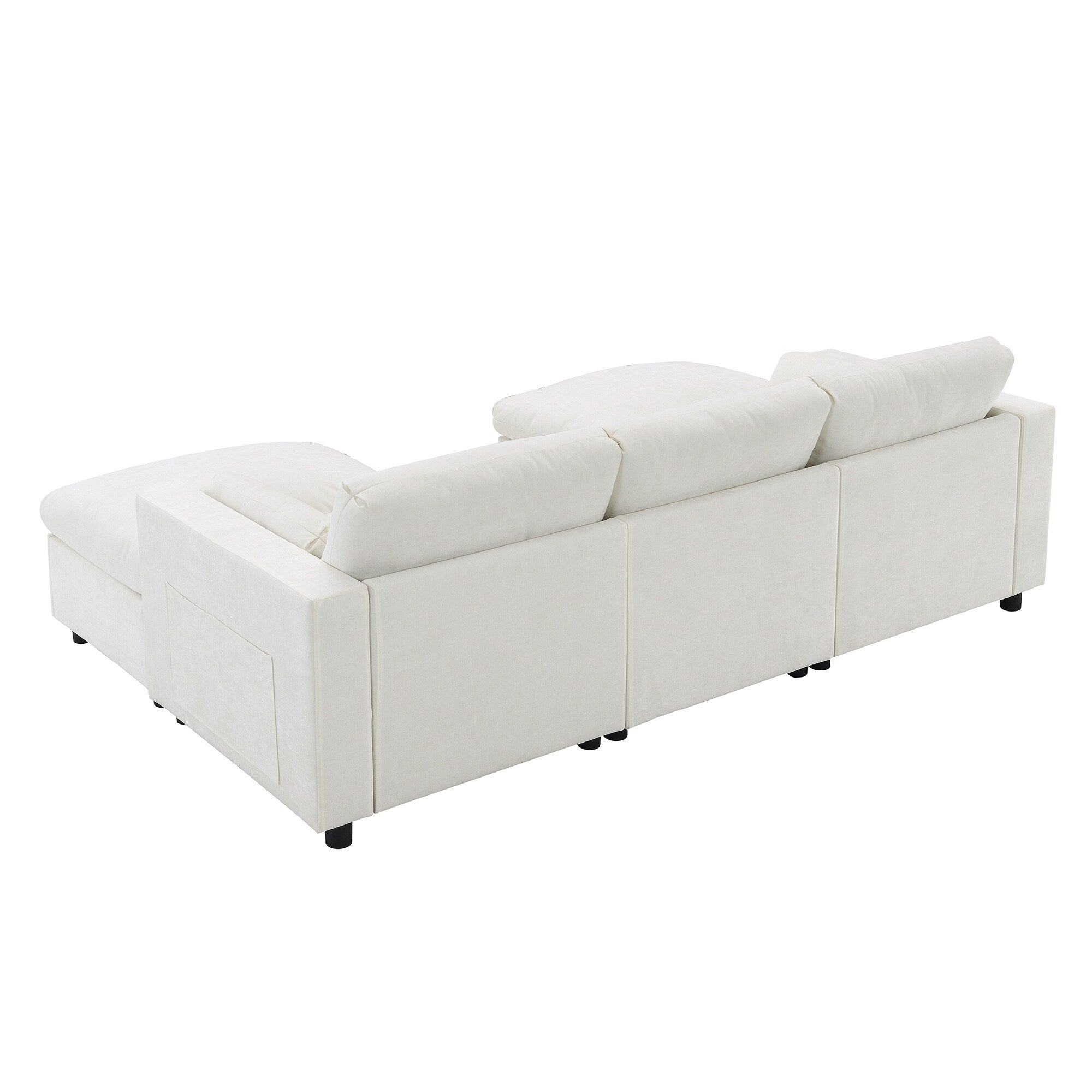 Canapé modulaire sectionnel en chenille avec poches de rangement, ensemble de canapé en U 5 places avec coussins, canapé Cloud avec 2 poufs amovibles