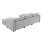 Canapé modulaire sectionnel en chenille avec poches de rangement, ensemble de canapé en U 5 places avec coussins, canapé Cloud avec 2 poufs amovibles