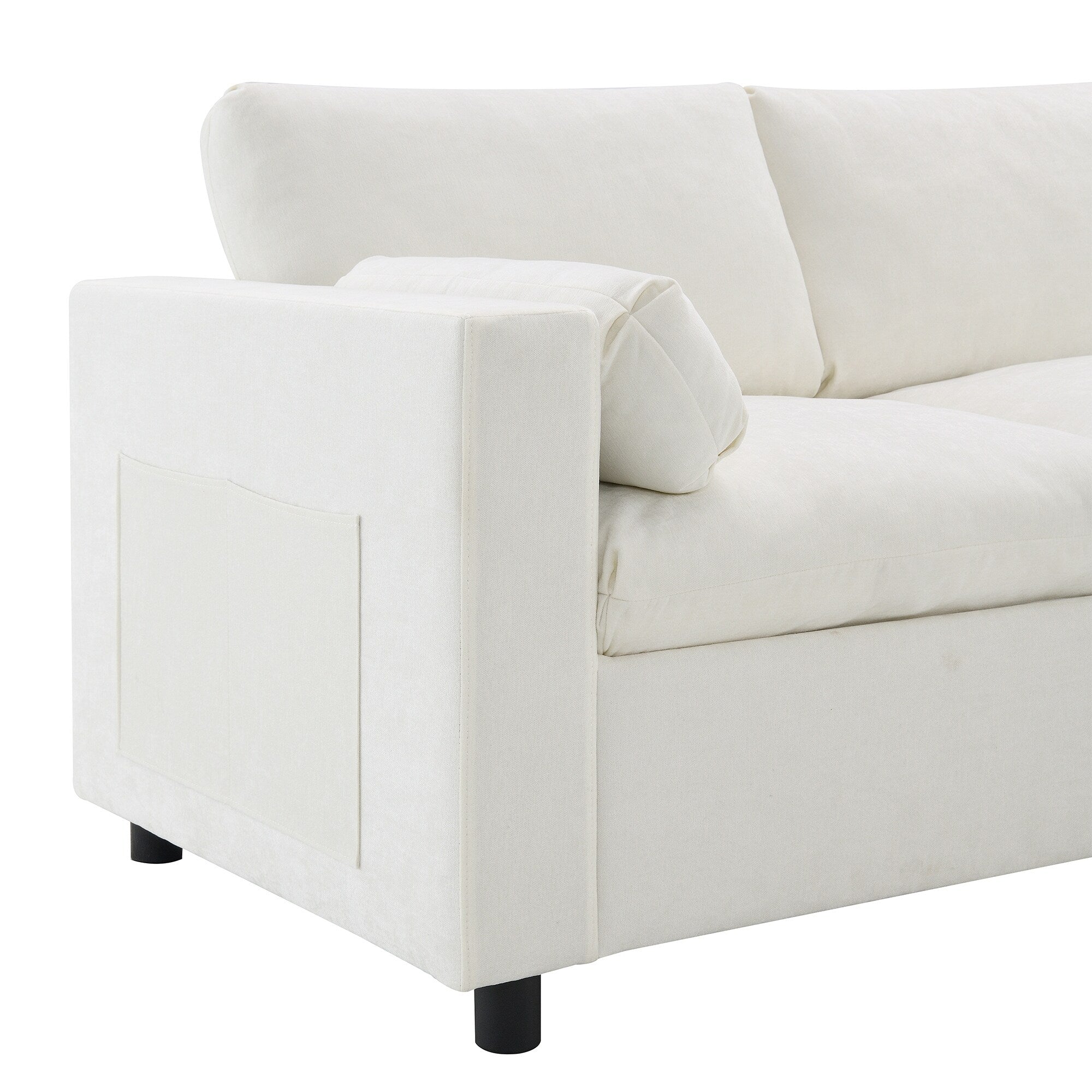 Canapé modulaire sectionnel en chenille avec poches de rangement, ensemble de canapé en U 5 places avec coussins, canapé Cloud avec 2 poufs amovibles