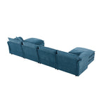 Canapé modulaire sectionnel en chenille, ensemble de canapés nuage en U avec coussins doubles, canapé 6 places avec poufs amovibles