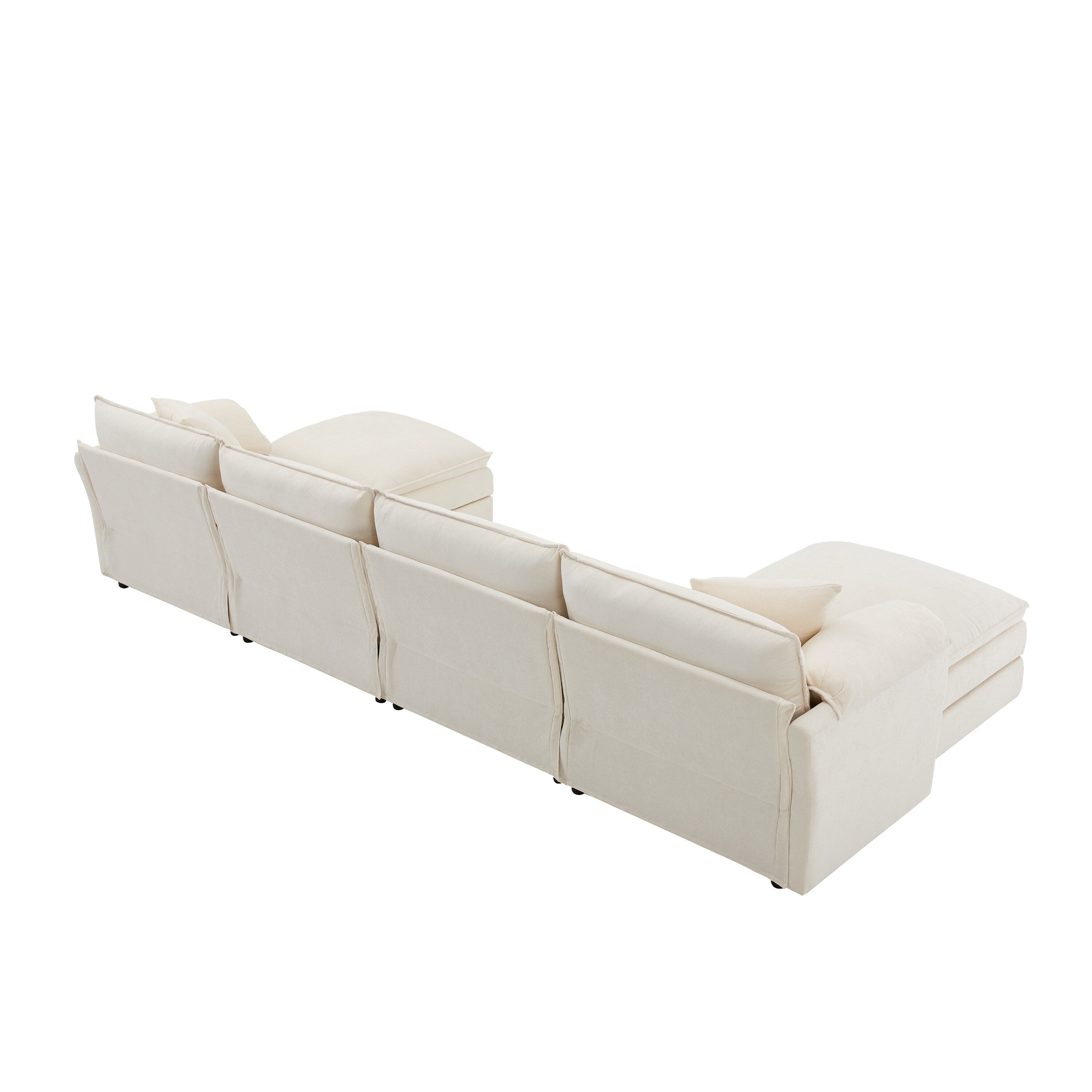 Canapé modulaire sectionnel en chenille, ensemble de canapés nuage en U avec coussins doubles, canapé 6 places avec poufs amovibles