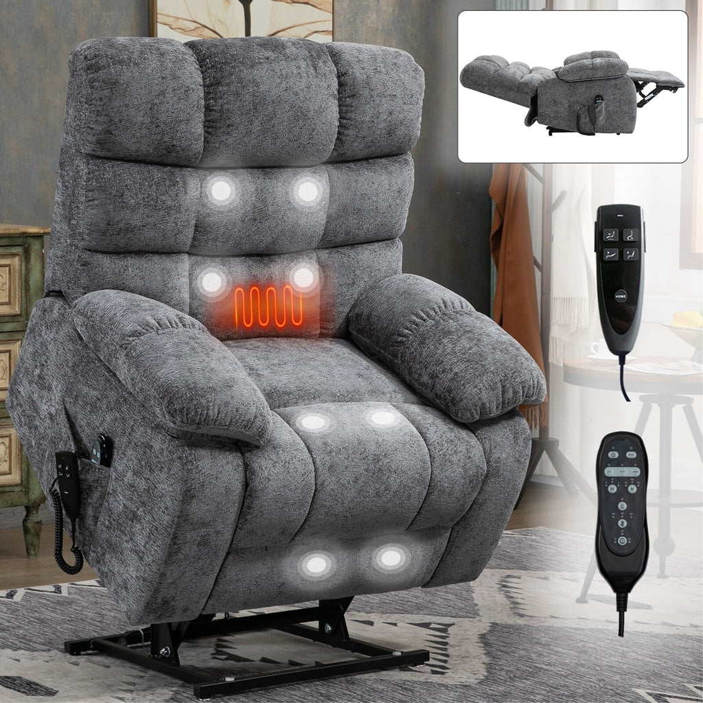Fauteuil inclinable électrique surdimensionné en chenille avec double moteur et chauffage