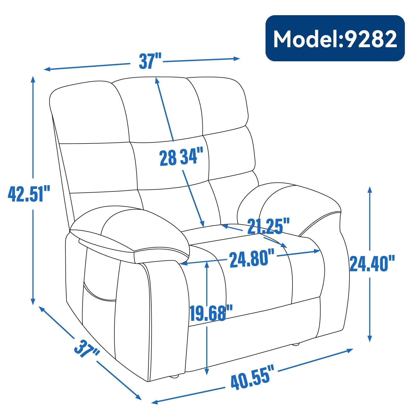 Fauteuil inclinable électrique surdimensionné en chenille avec double moteur et chauffage