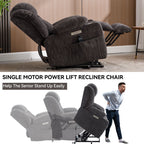 Fauteuil inclinable et massant à 8 points avec relevage électrique en chenille, chauffage de la taille, ports USB et porte-gobelet en acier inoxydable