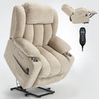 Fauteuil inclinable et massant à 8 points avec relevage électrique en chenille, chauffage de la taille, ports USB et porte-gobelet en acier inoxydable