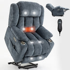 Fauteuil inclinable et massant à 8 points avec relevage électrique en chenille, chauffage de la taille, ports USB et porte-gobelet en acier inoxydable