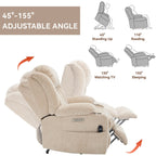 Fauteuil inclinable et massant à 8 points avec relevage électrique en chenille, chauffage de la taille, ports USB et porte-gobelet en acier inoxydable