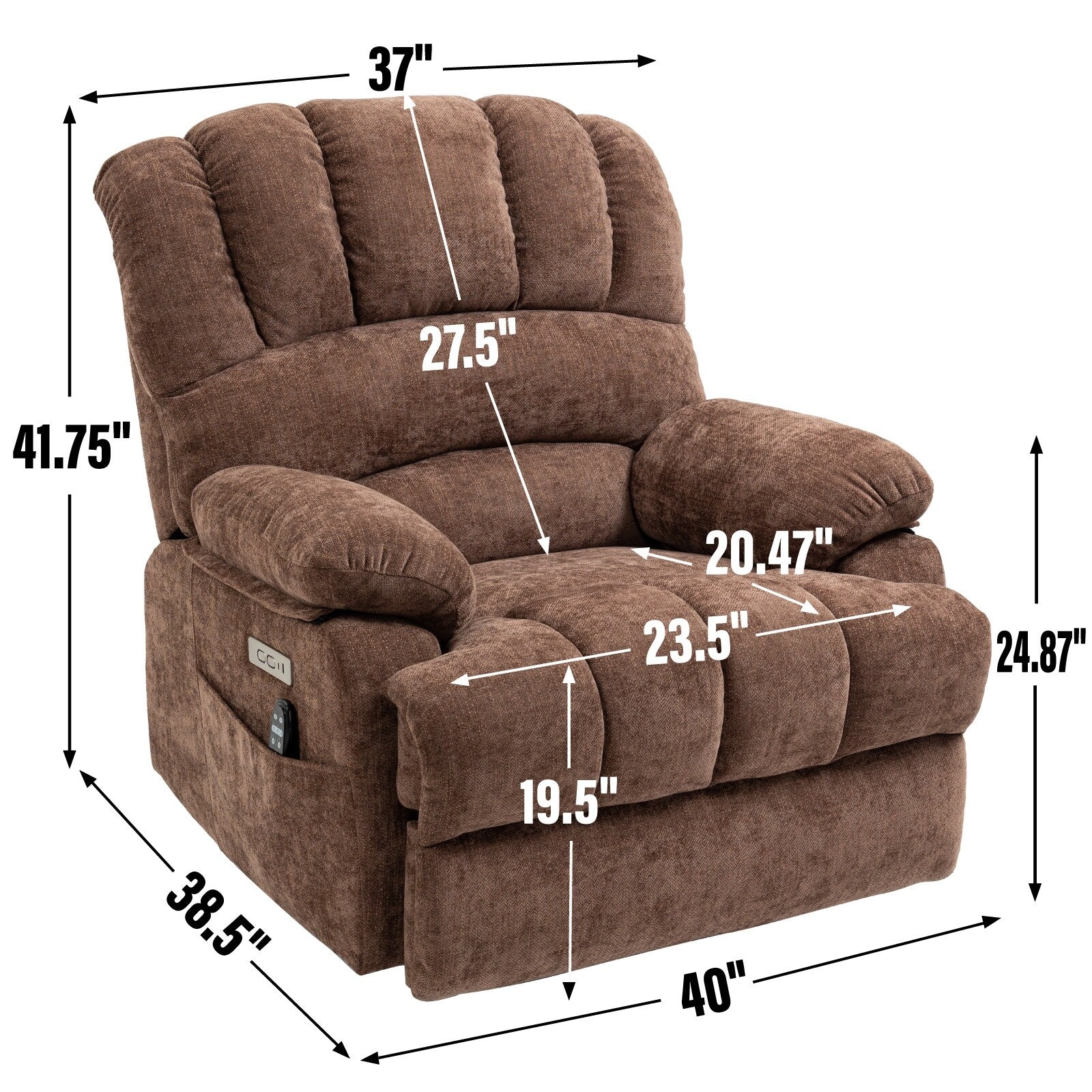Fauteuil inclinable électrique en chenille avec massage par vibrations à 8 points