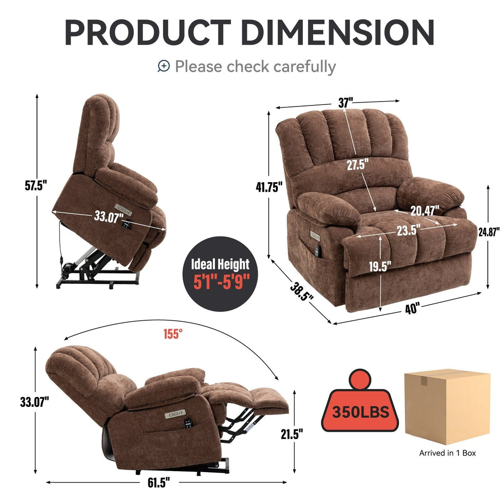 Fauteuil inclinable électrique en chenille avec massage par vibrations à 8 points