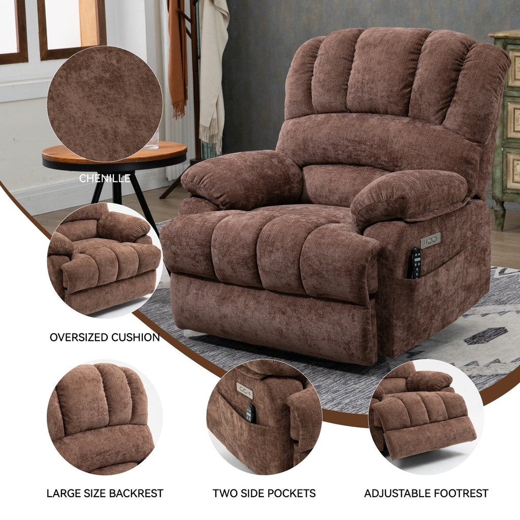 Fauteuil inclinable électrique en chenille avec massage par vibrations à 8 points