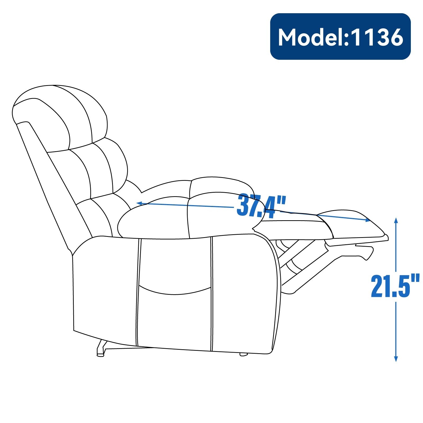Fauteuil inclinable électrique en chenille avec massage par vibrations à 8 points