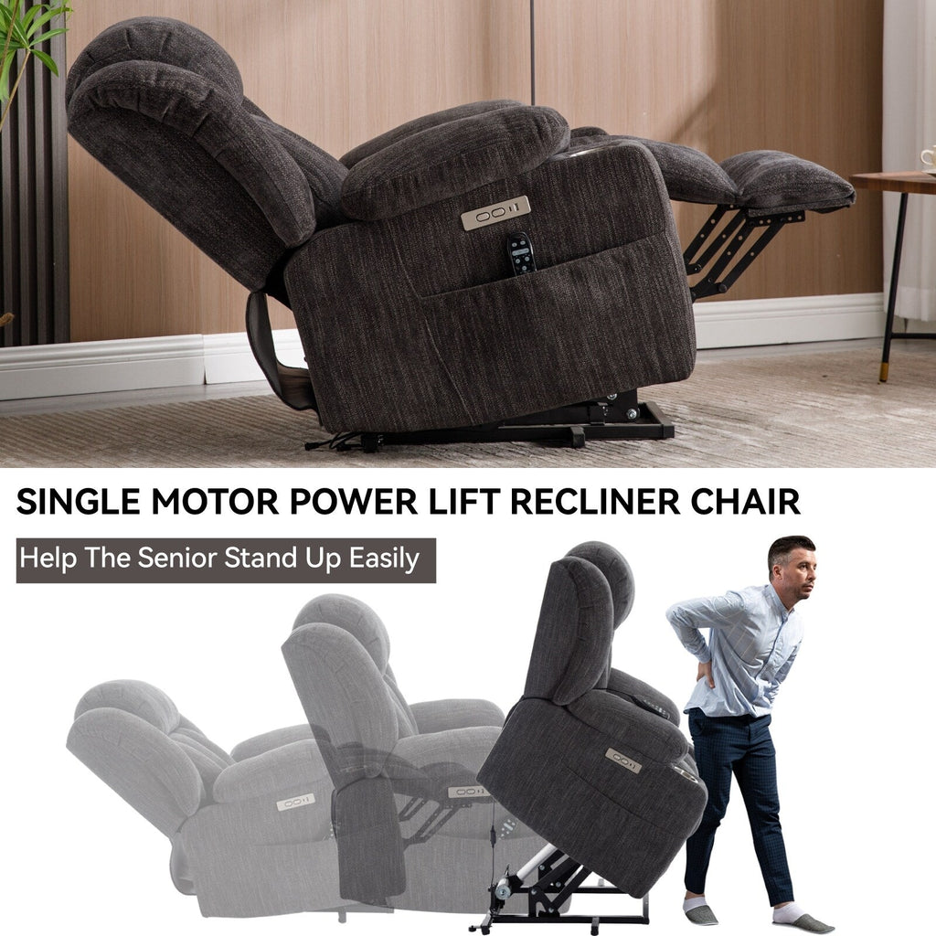 Fauteuil inclinable électrique Chenille avec massage et chauffage lombaire, deux porte-gobelets