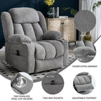 Fauteuil inclinable électrique Chenille avec massage et chauffage lombaire, deux porte-gobelets