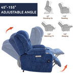 Fauteuil inclinable électrique Chenille avec massage, chauffage, port USB, Type-C et porte-gobelets