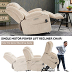 Fauteuil inclinable électrique Chenille avec massage, chauffage, port USB, Type-C et porte-gobelets