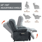 Fauteuil inclinable électrique Chenille avec massage thermique, USB, inclinaison maximale de 155°