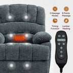 Fauteuil inclinable électrique Chenille avec massage thermique, USB, inclinaison maximale de 155°
