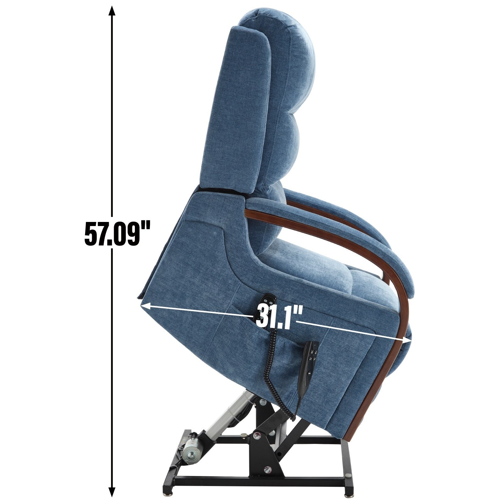 Fauteuil inclinable électrique en chenille avec massage et accoudoirs en bois