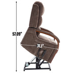 Fauteuil inclinable électrique en chenille avec massage et accoudoirs en bois