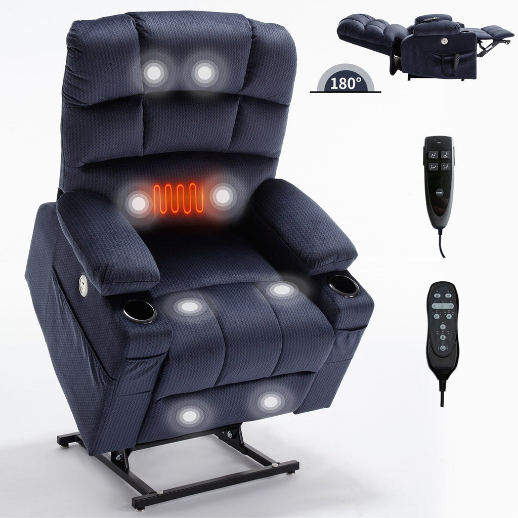 Fauteuil inclinable électrique Chenille avec massage, chauffage et porte-gobelets