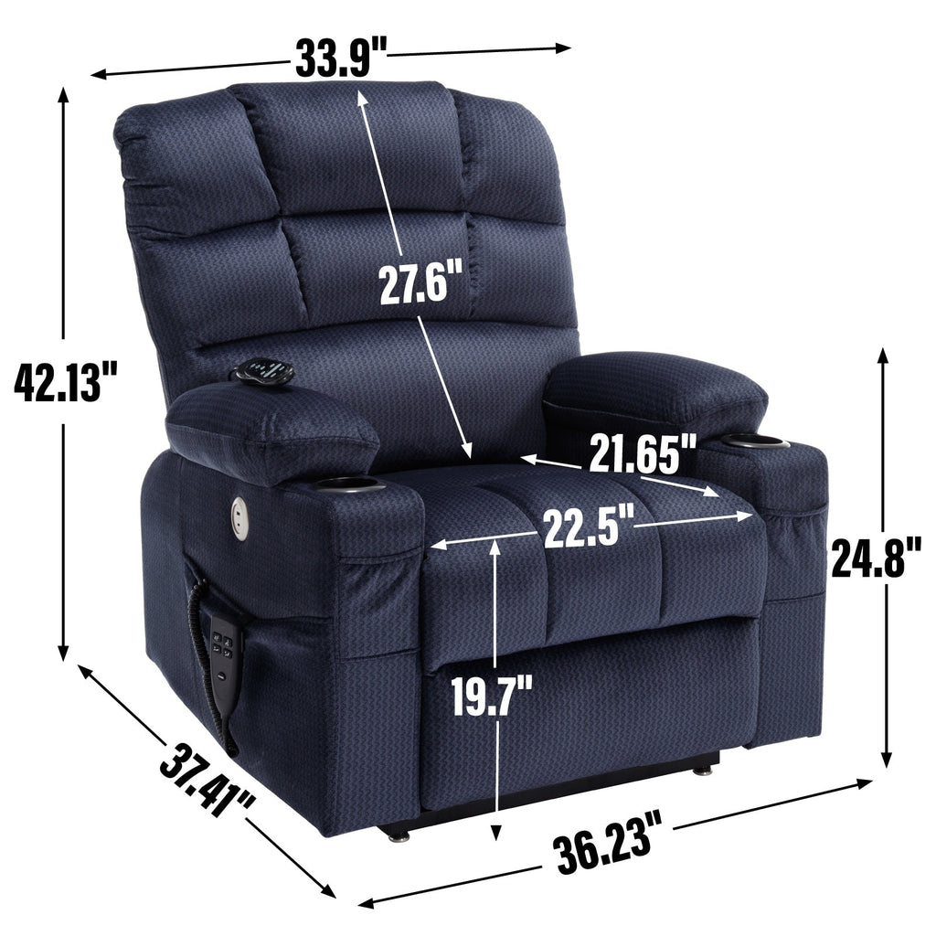 Fauteuil inclinable électrique Chenille avec massage, chauffage et porte-gobelets