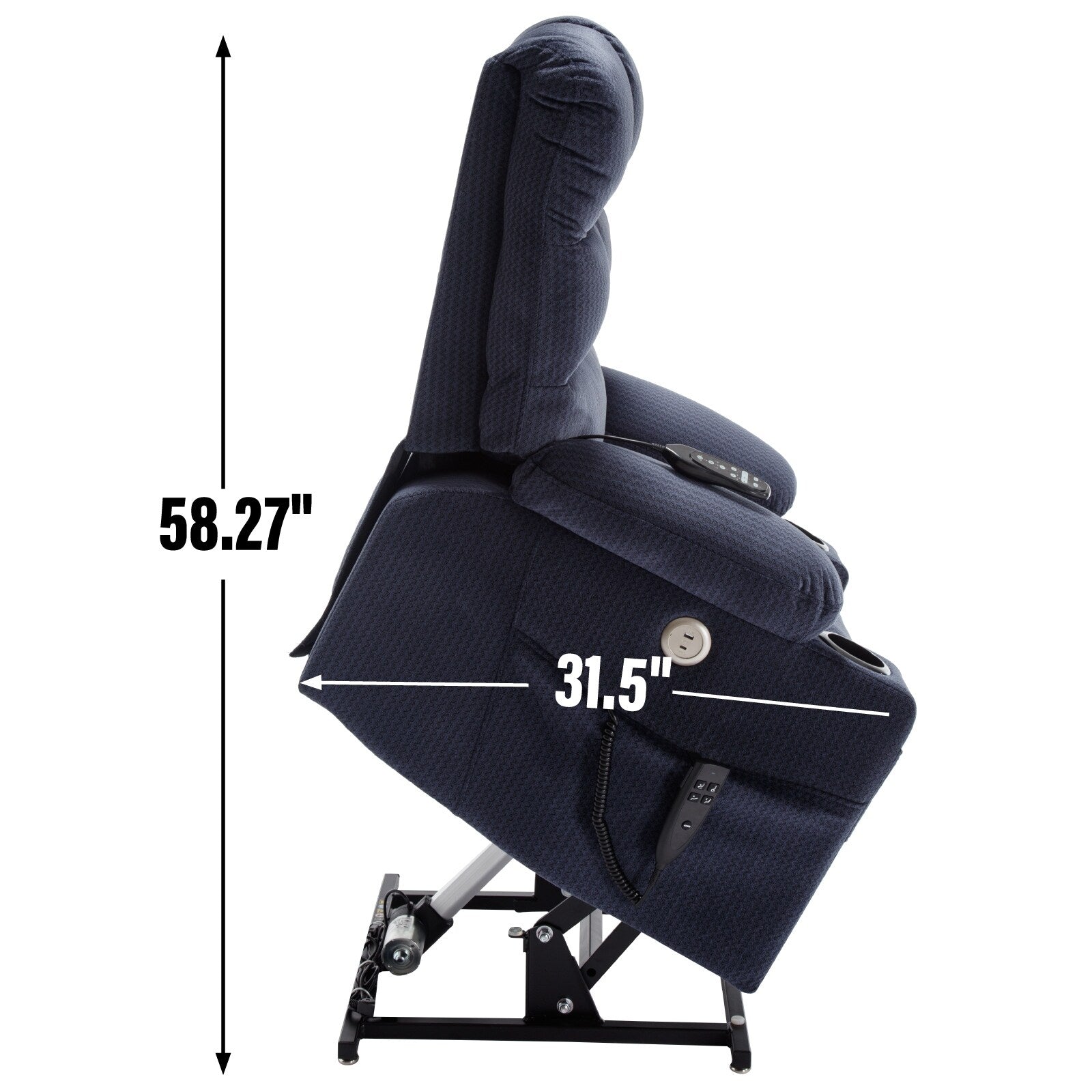 Fauteuil inclinable électrique Chenille avec massage, chauffage et porte-gobelets