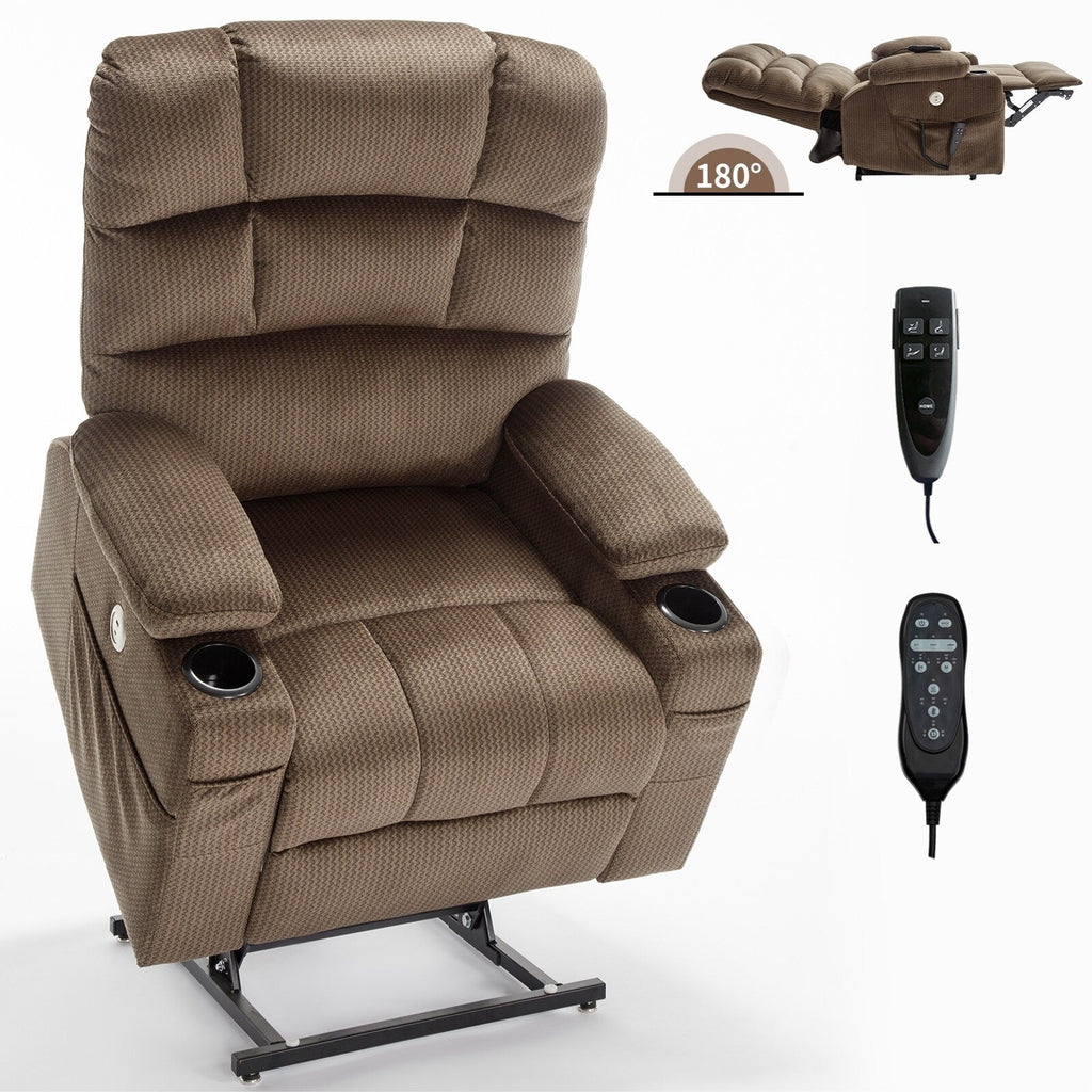 Fauteuil inclinable électrique Chenille avec massage, chauffage et porte-gobelets