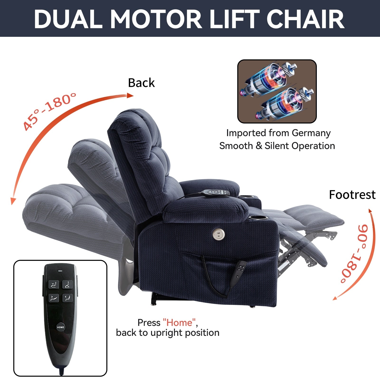 Fauteuil inclinable électrique Chenille avec massage, chauffage et porte-gobelets