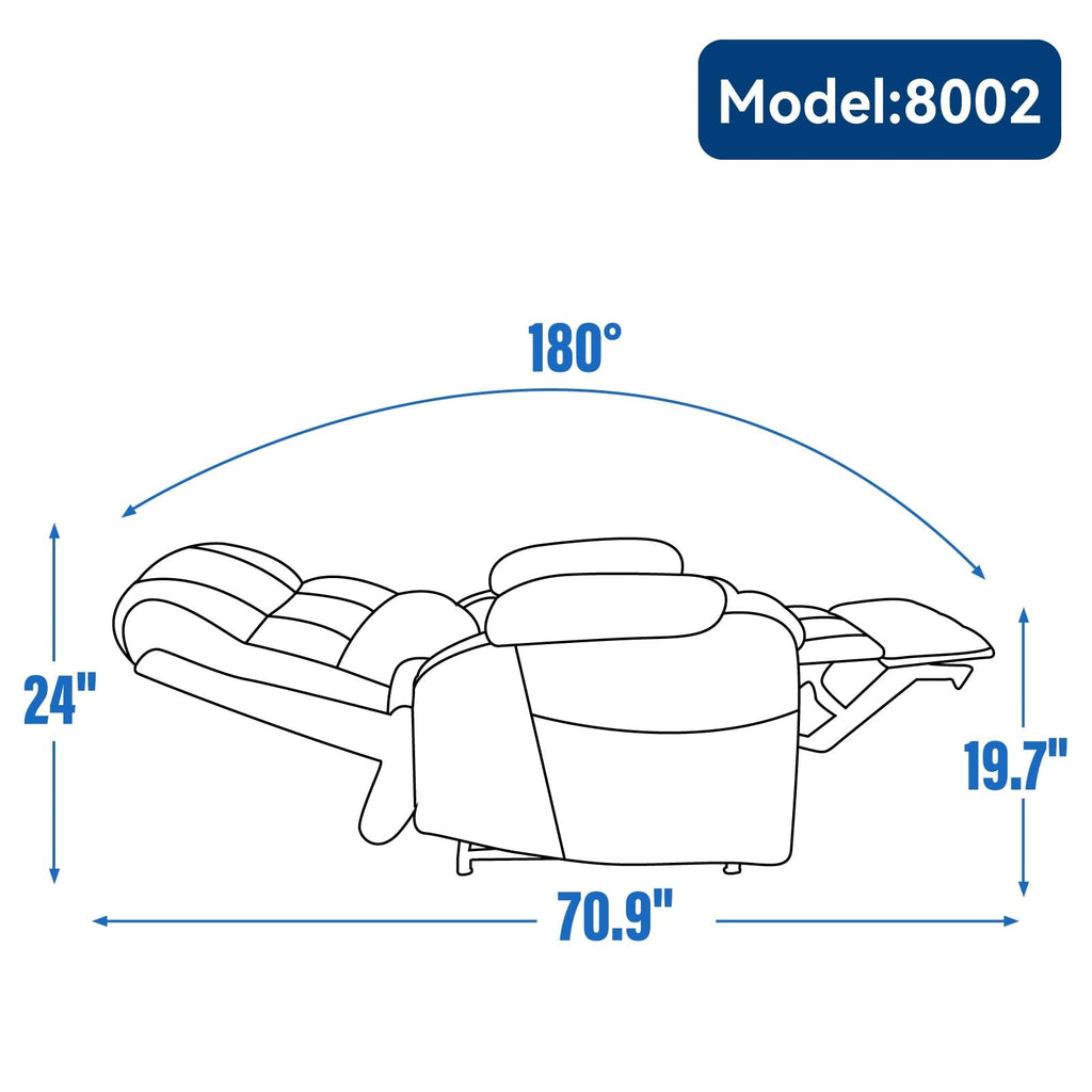 Fauteuil inclinable électrique Chenille avec massage, chauffage et porte-gobelets