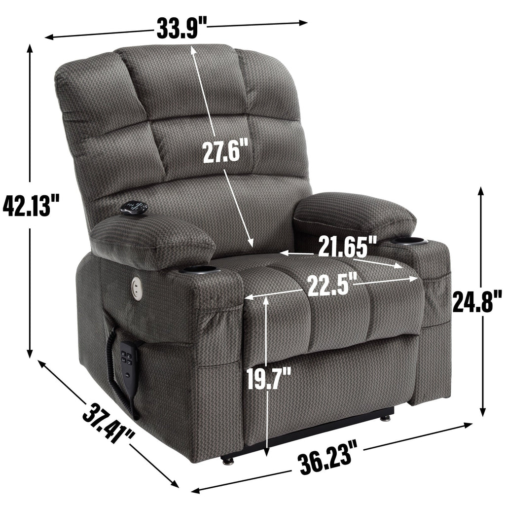 Fauteuil inclinable électrique Chenille avec massage, chauffage et porte-gobelets