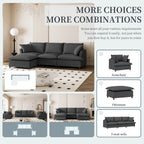 Canapé sectionnel en chenille avec pouf, ensemble de canapés nuage en forme de L avec coussins décoratifs, combinaison libre, 4 places modulaires rembourrées