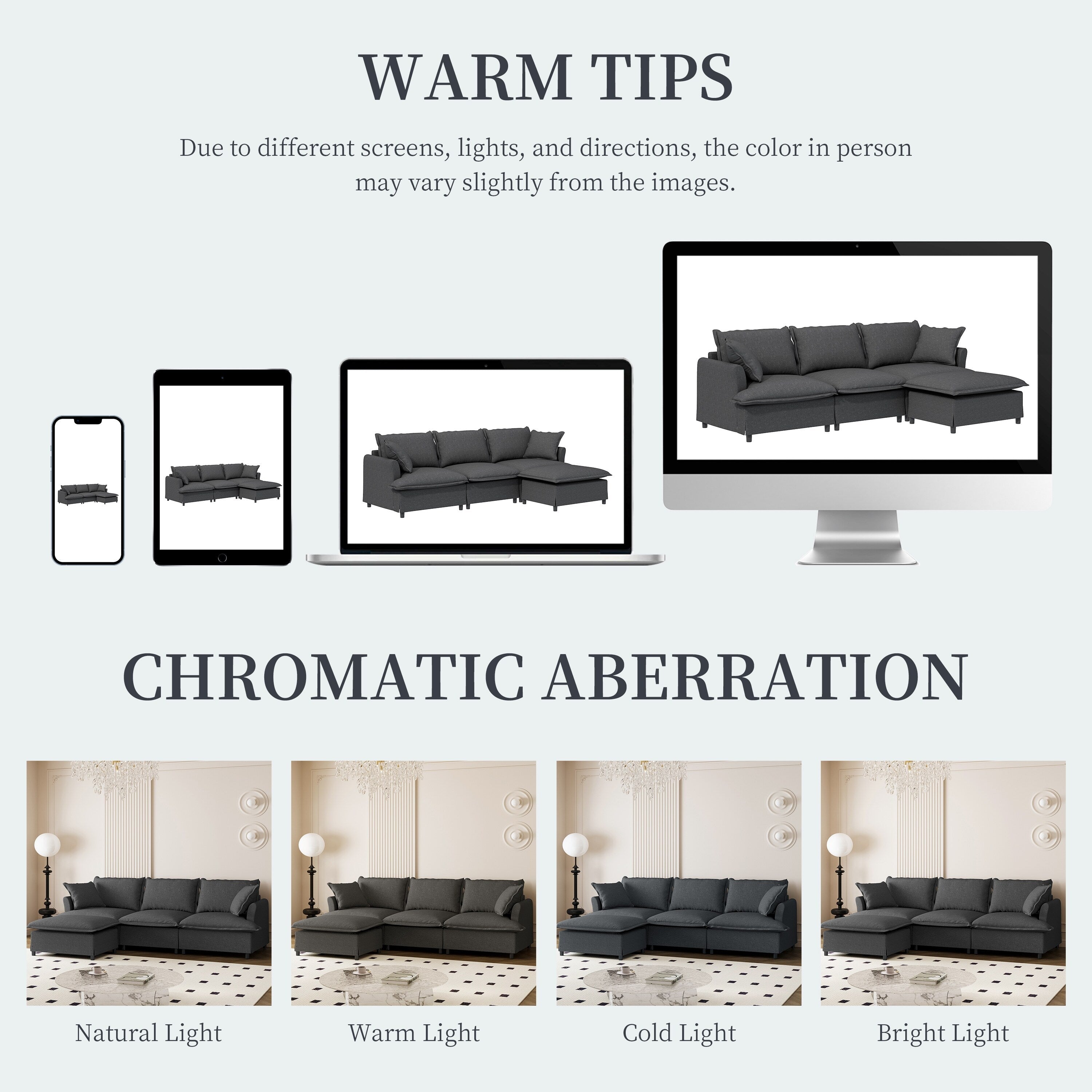 Canapé sectionnel en chenille avec pouf, ensemble de canapés nuage en forme de L avec coussins décoratifs, combinaison libre, 4 places modulaires rembourrées