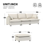 Canapé sectionnel en chenille avec pouf, ensemble de canapés nuage en forme de L avec coussins décoratifs, combinaison libre, 4 places modulaires rembourrées