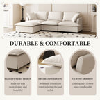 Canapé sectionnel en chenille avec pouf, ensemble de canapés nuage en forme de L avec coussins décoratifs, combinaison libre, 4 places modulaires rembourrées