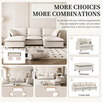 Canapé sectionnel en chenille avec pouf, ensemble de canapé-lit nuage en U avec oreillers, combinaison libre, modulable 5 places rembourré