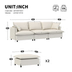 Canapé sectionnel en chenille avec pouf, ensemble de canapé-lit nuage en U avec oreillers, combinaison libre, modulable 5 places rembourré