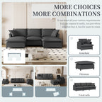 Canapé sectionnel en chenille avec pouf, ensemble de canapé-lit nuage en U avec oreillers, combinaison libre, modulable 5 places rembourré