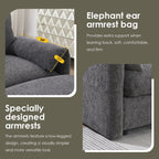 Canapé sectionnel en chenille avec pouf de rangement et poches, support de téléphone réglable, assise large, ensemble de canapé en L avec chargeur USB